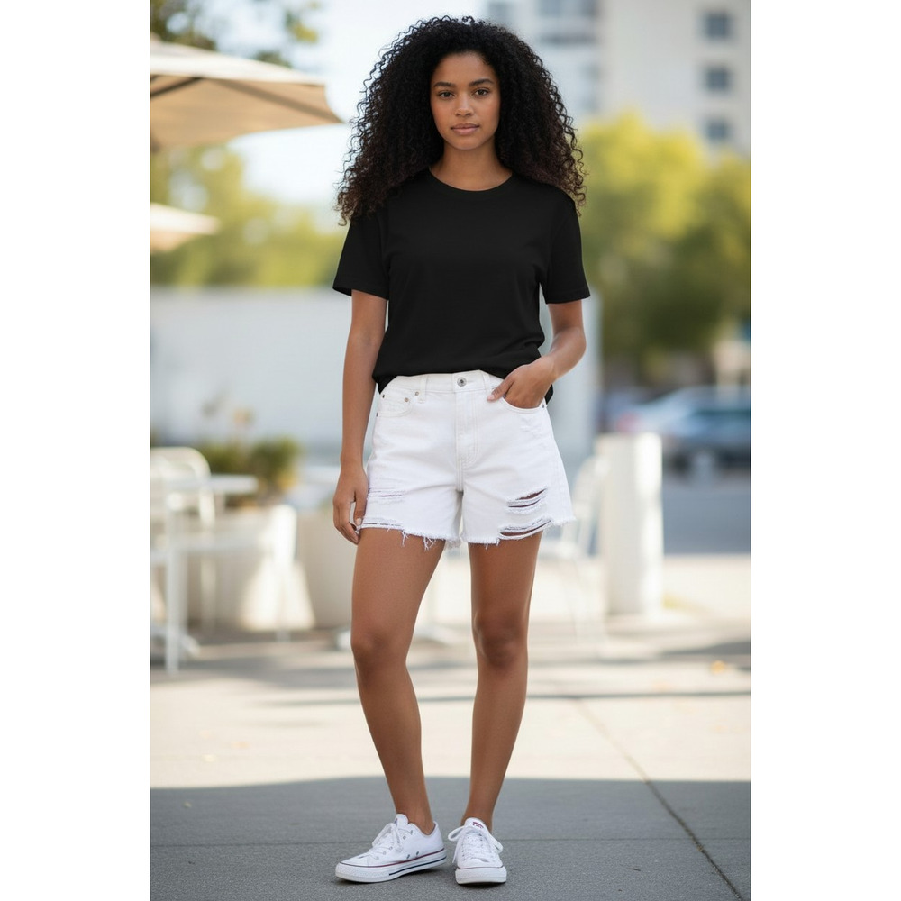 American Eagle Denim '90s Boyfriend Shorts Color: White Size:10
